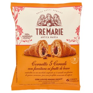 Cornetto 5 Cereali Frutti Di Bosco Lievito Madre 6x65g Tre Marie - Foto 1