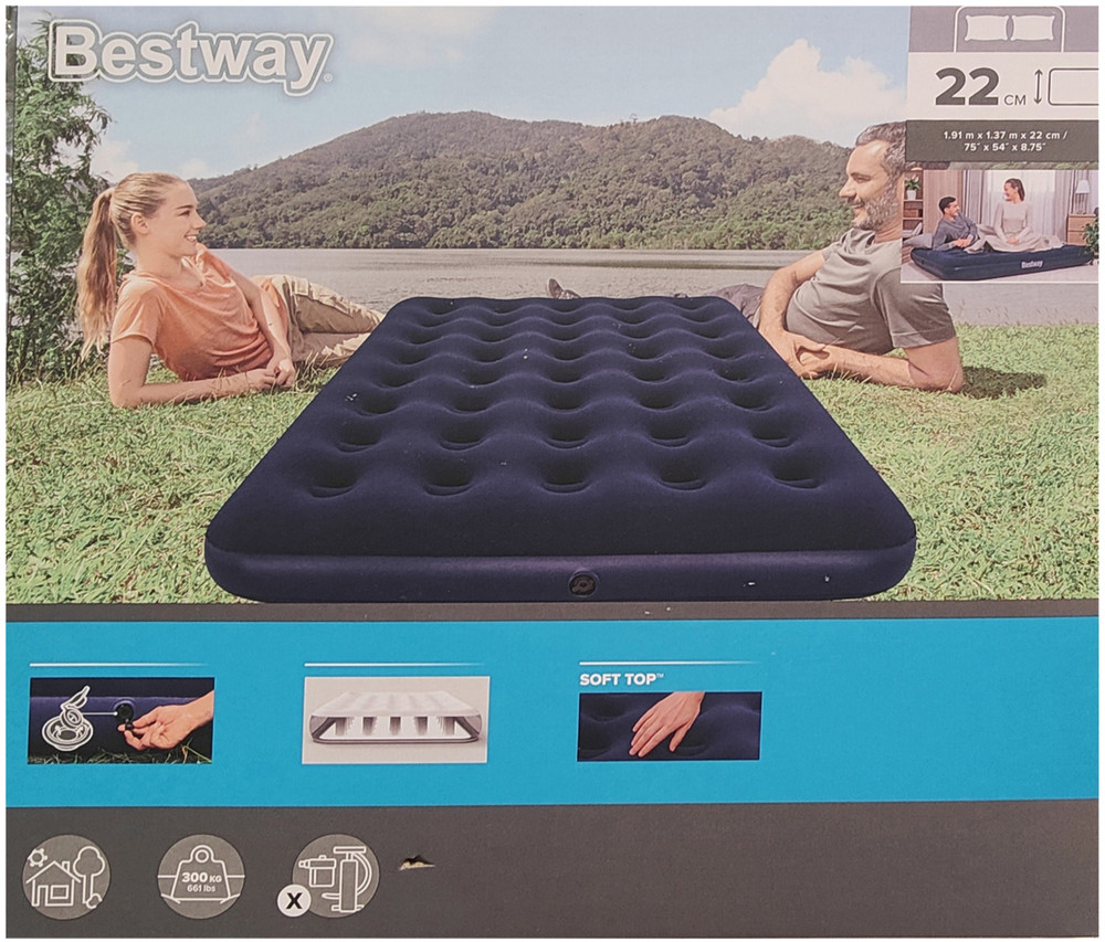 Materasso Blu Gonfiabile Matrimoniale  Cm.191x137x22h - Foto 2