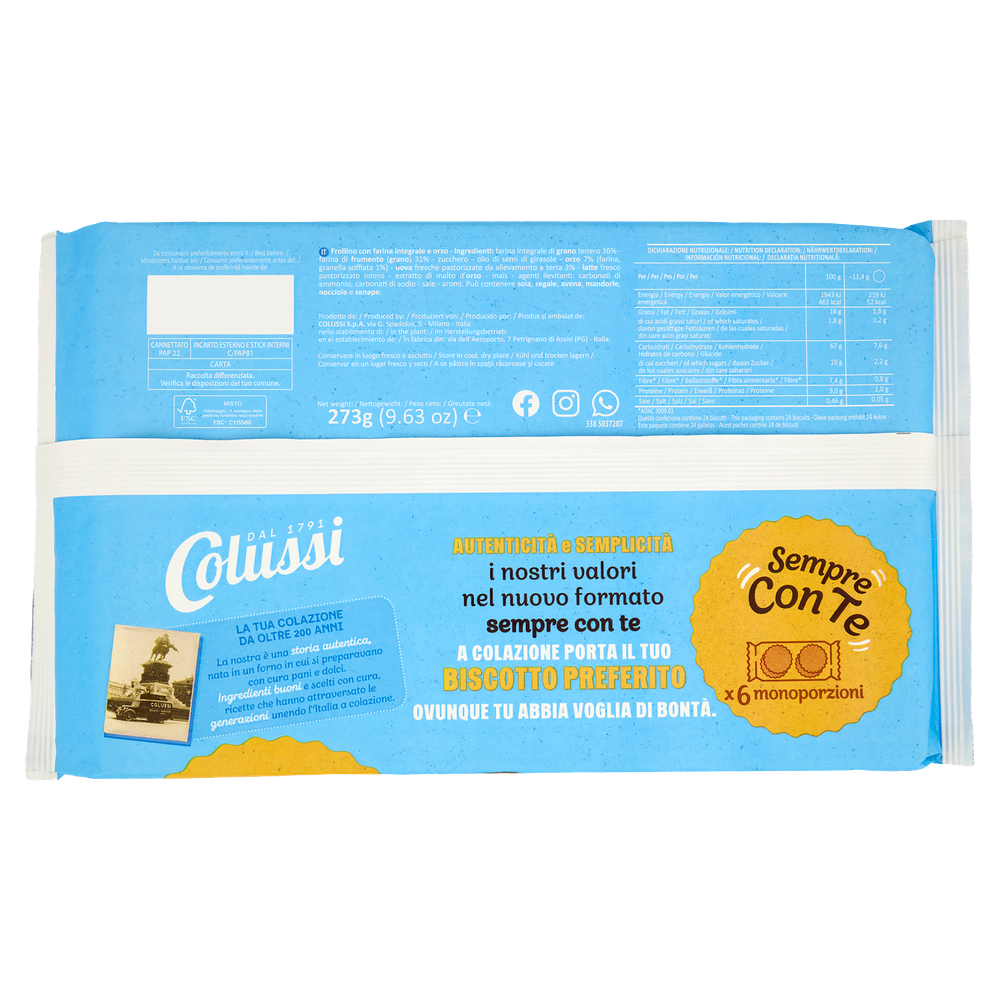 Colussi Sempre Con Te Biscotti Integrali Con Chicchi Di Orzo - Foto 3