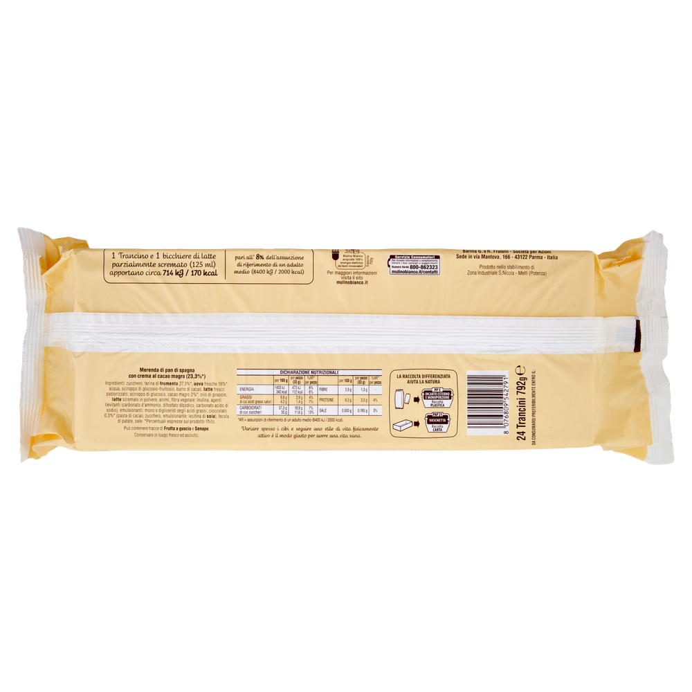 Merendine Trancino Con Crema Al Cacao Magro 24x33g Mulino Bianco - Foto 3