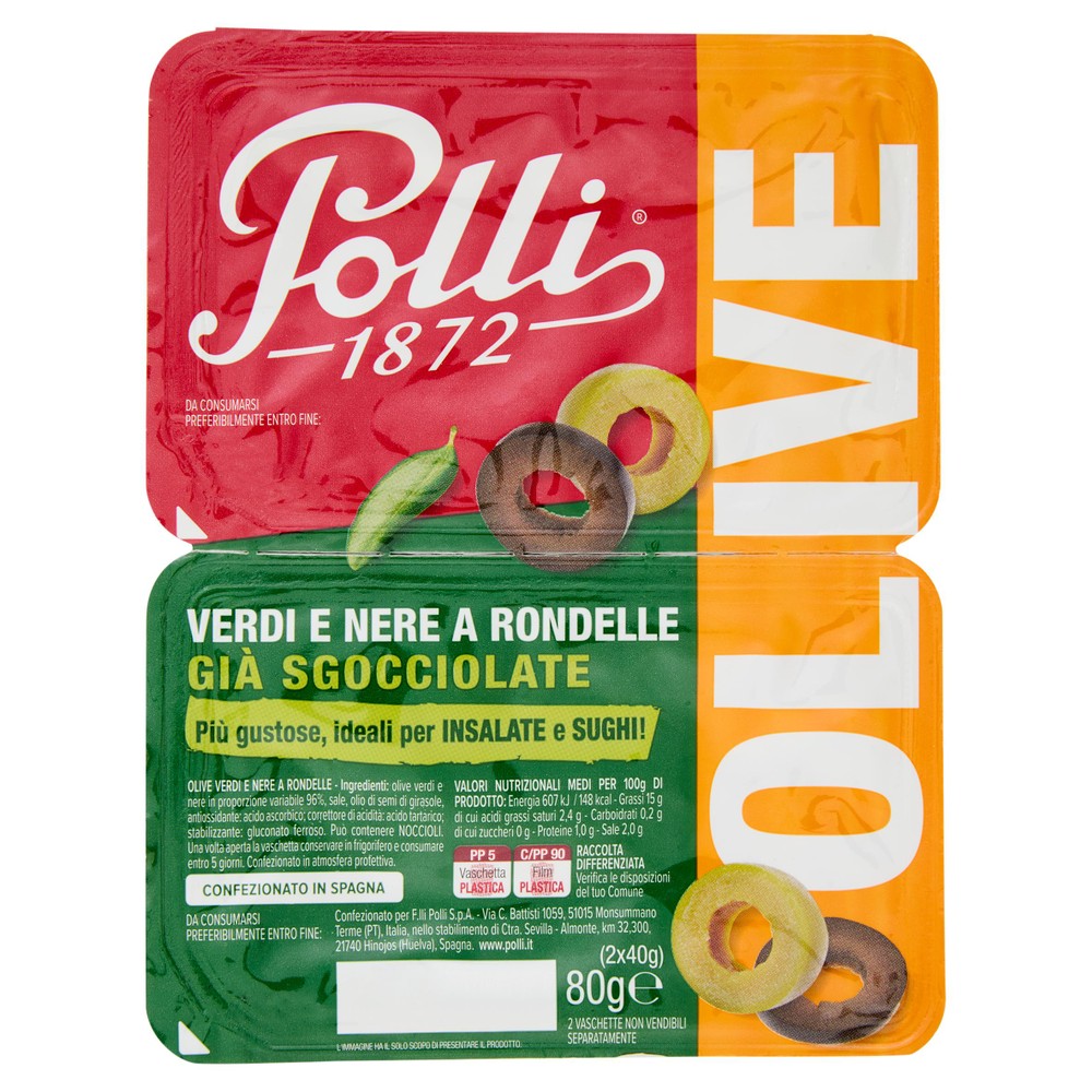 Olive Verdi E Nere A Rondelle Gia' Sgocciolate 2x40g Polli - Foto 1