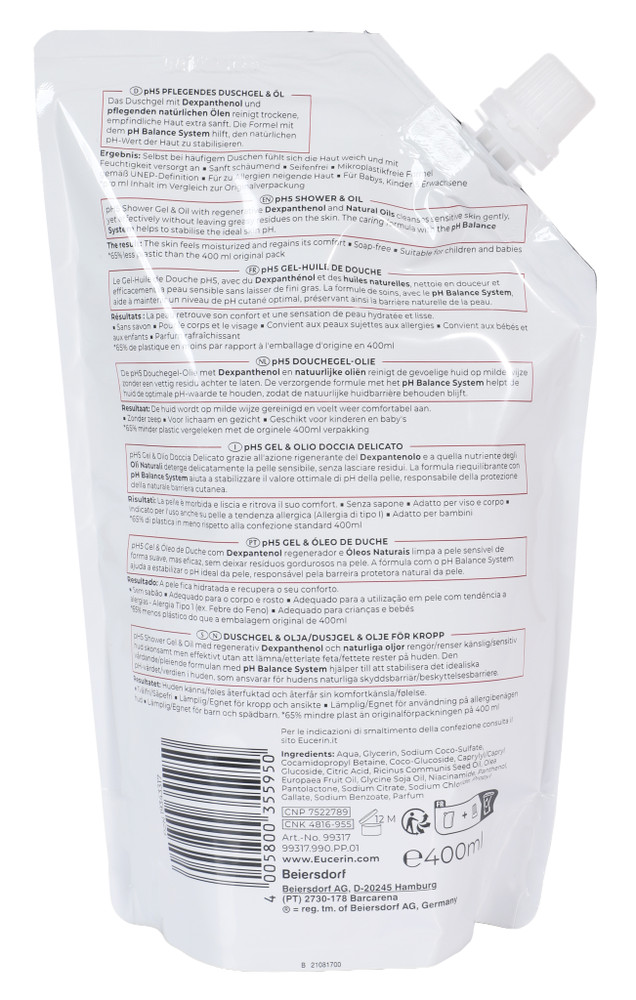 Eucerin Ph5 Gel Olio Doccia Delicato Ricarica - Foto 3