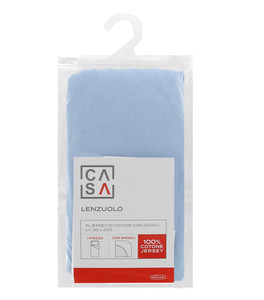 Lenzuolo Jersey Angoli Tinta Unita 1piazza Cm90x200 Azzurro Chiaro Casa - Foto 1