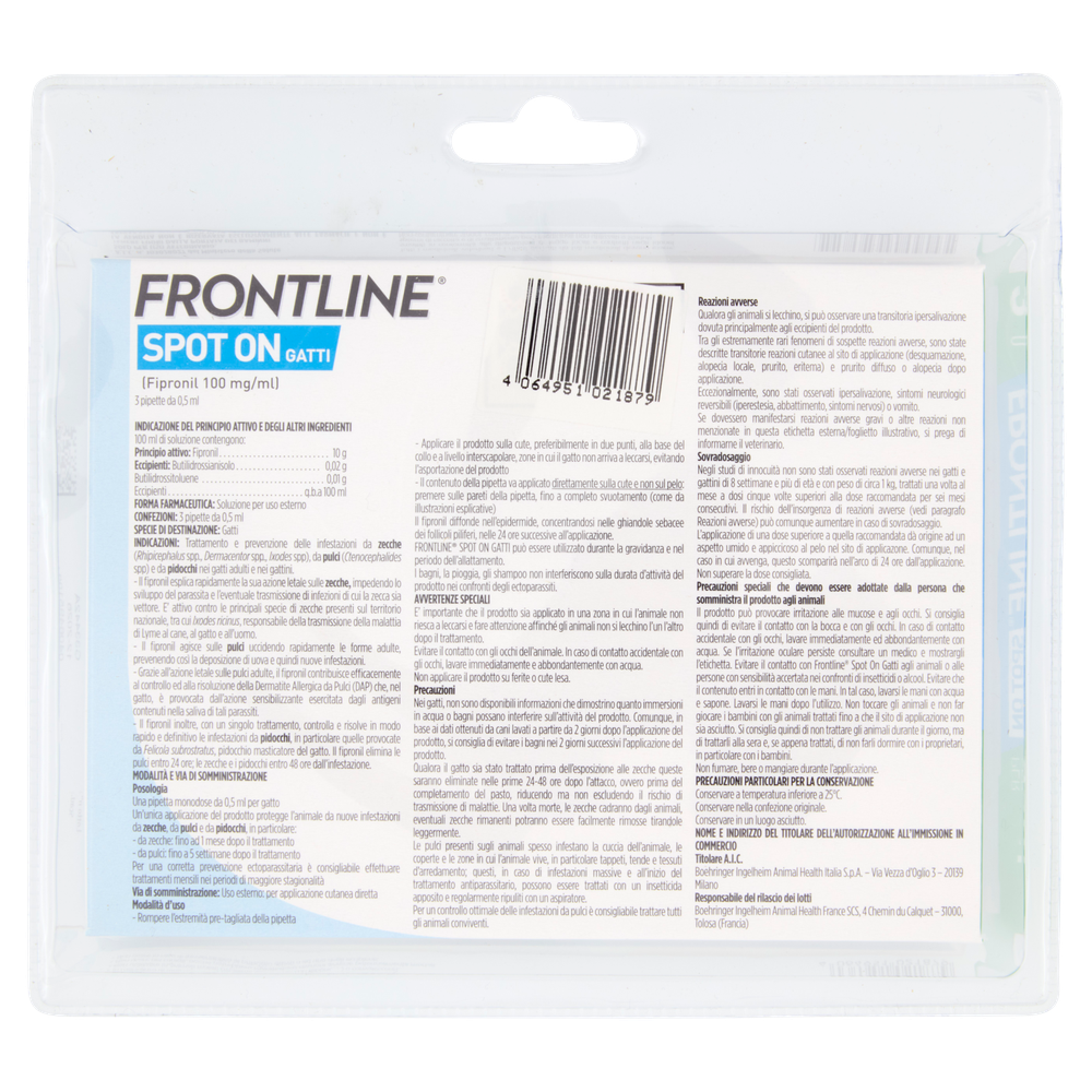 Soluzione Spot-On Gatti 3 Pipette Frontline - Foto 3