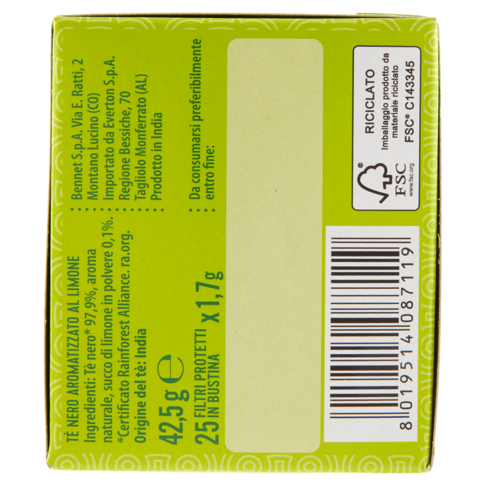 Tè Nero Al Limone Aromatico E Fresco In Filtri 25x1,7g Bennet - Foto 2