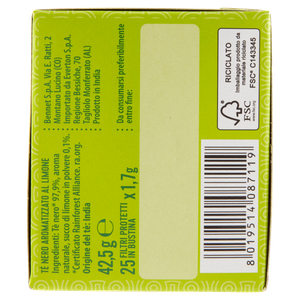 Tè Nero Al Limone Aromatico E Fresco In Filtri 25x1,7g Bennet - Foto 2