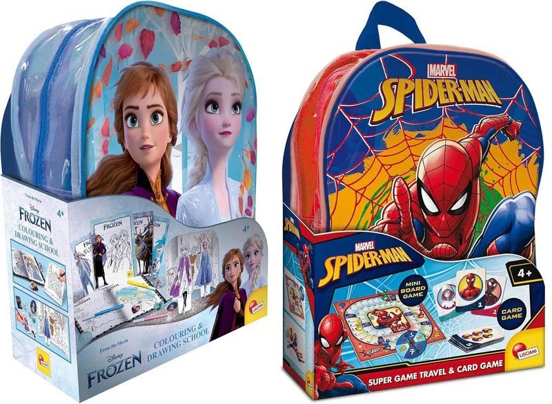 Zainetto Colouring And Drawing School Frozen O Spiderman Lisciani - Foto 1