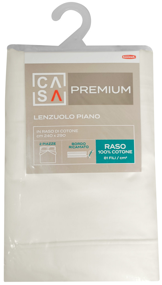 Lenzuolo Piano Raso Tinta Unita 2piazze Cm240x290 Avorio Casa Premium - Foto 1