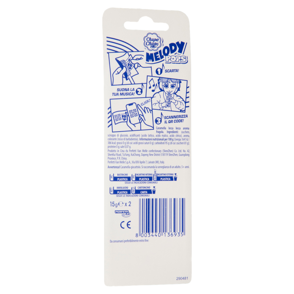 Lecca Lecca Melody Pops Gusto Fragola 2x15g Chupa Chups - Foto 3