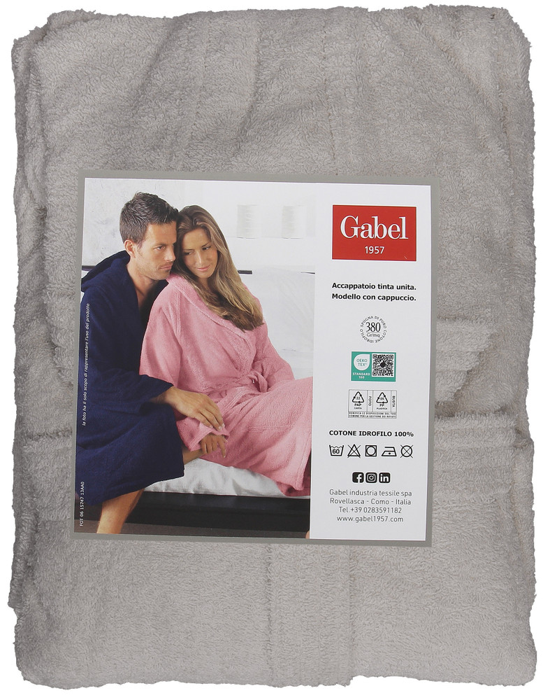 Accappatoio Unisex Con Cappuccio M Grigio Ferro Gabel - Foto 1