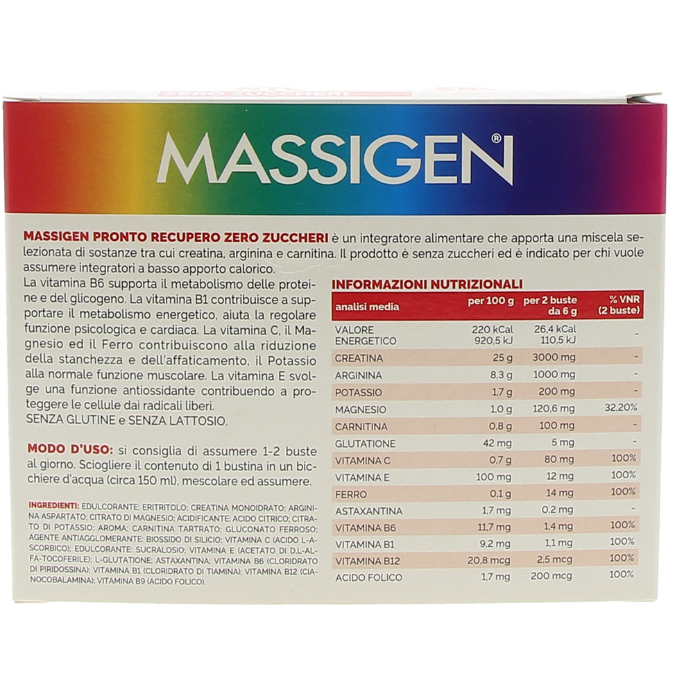 Massigen Pronto Recupero Energia Zero Succheri Bustine - Foto 3