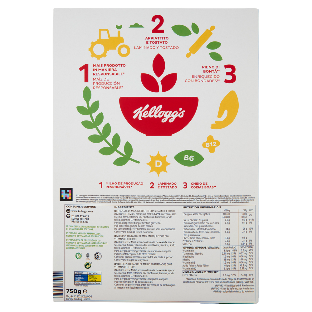 Cereali Cornflakes Di Mais Con Vitamine E Ferro Kellogg's - Foto 3