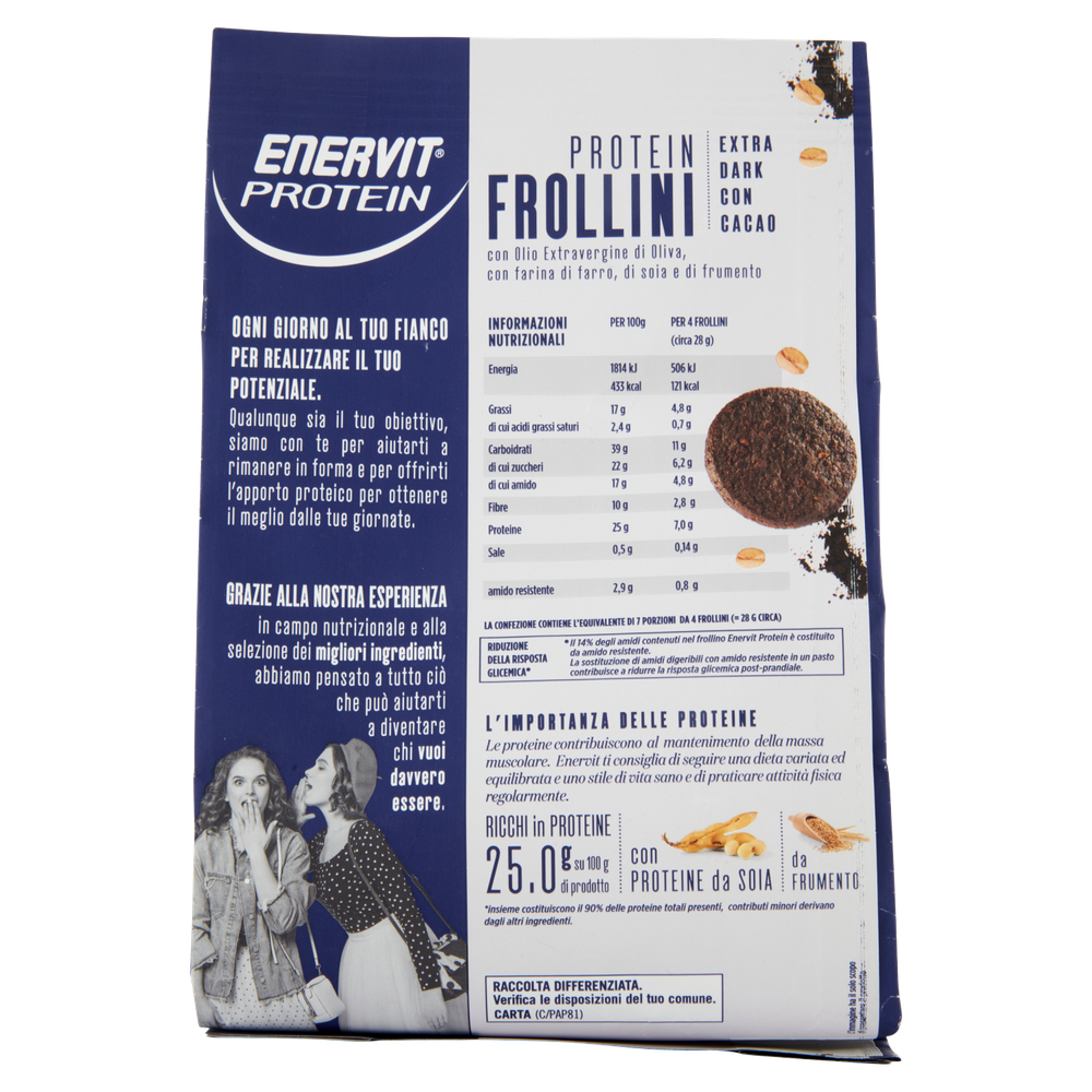 Biscotti Protein Frollini Al Cacao Extra Dark 100% Vegetali Enervit - Foto 3