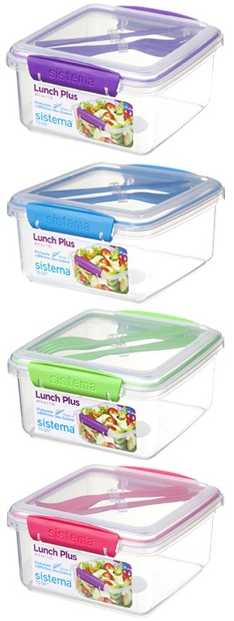 Contenitore Porta Pranzo Con Posate Sistema Colori Vari - Foto 2