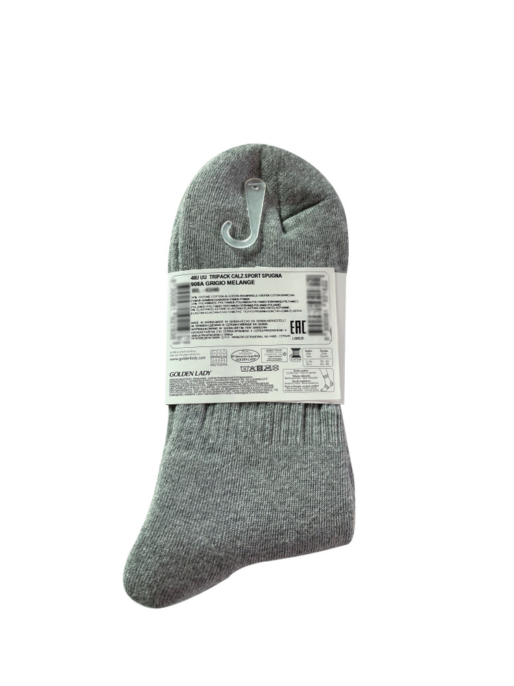Calze Sport Uomo M/ L Grigio Melange Conf Da 3 Golden Lady - Foto 2