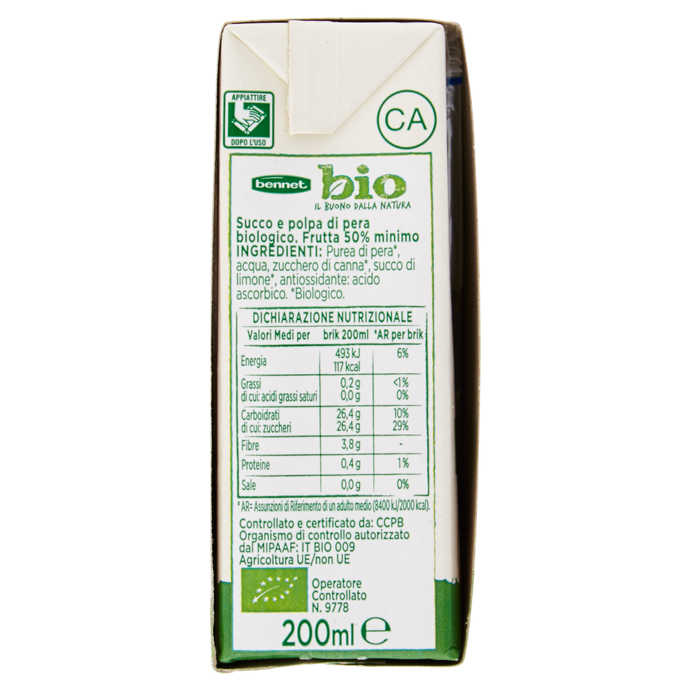Succo E Polpa Pera Bennet Bio Conf. Da Ml 200x3 - Foto 2