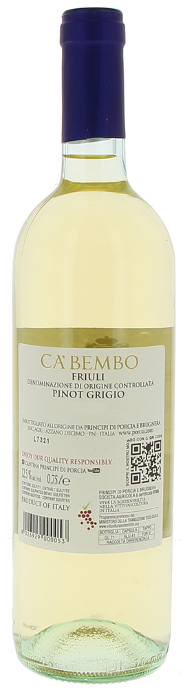 Pinot Grigio Grave Del Friuli Ca Bembo Principi Di Porcia