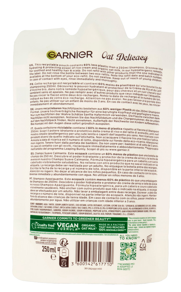 Ricarica Shampoo Delicatezza Avena Ultra Dolce Garnier - Foto 3