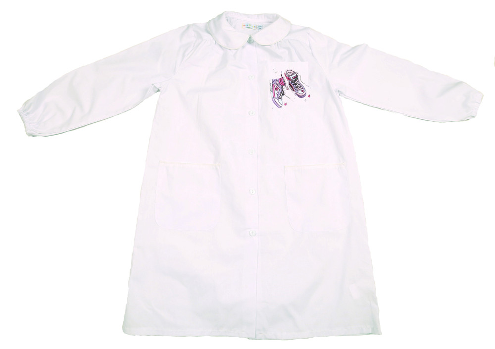 Grembiule Scuola Bambina 9 Anni Bianco Ricamo Scarpe - Foto 1