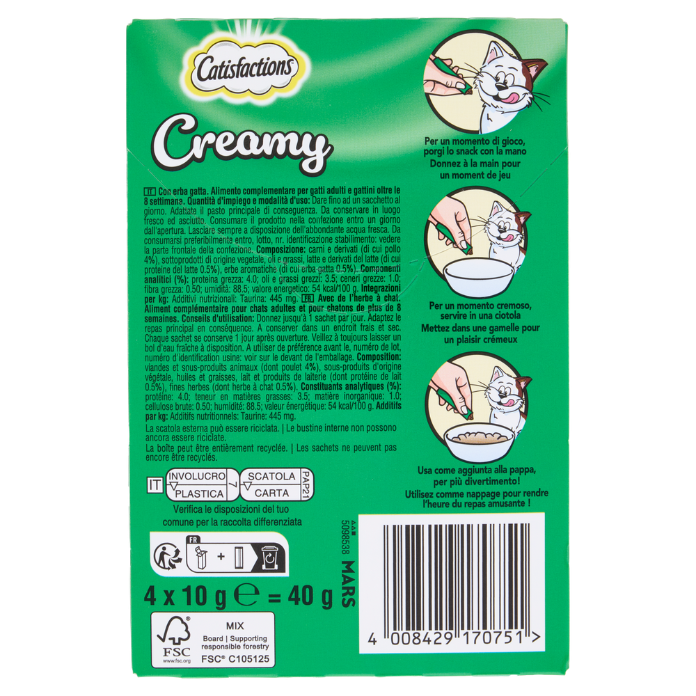 Catisfactions Creamy Erba Gatto 4x10g - Foto 3