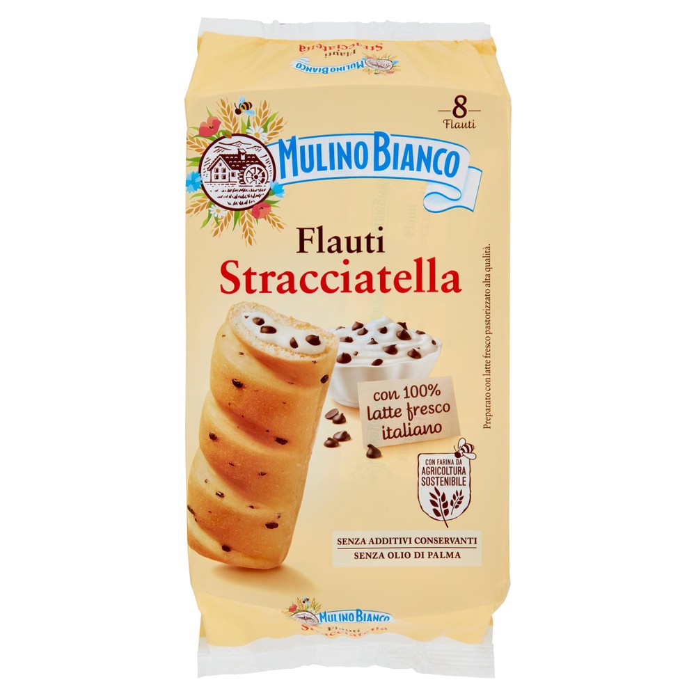 Merendine Flauti Stracciatella Con Latte Fresco 8x35g Mulino Bianco - Foto 1