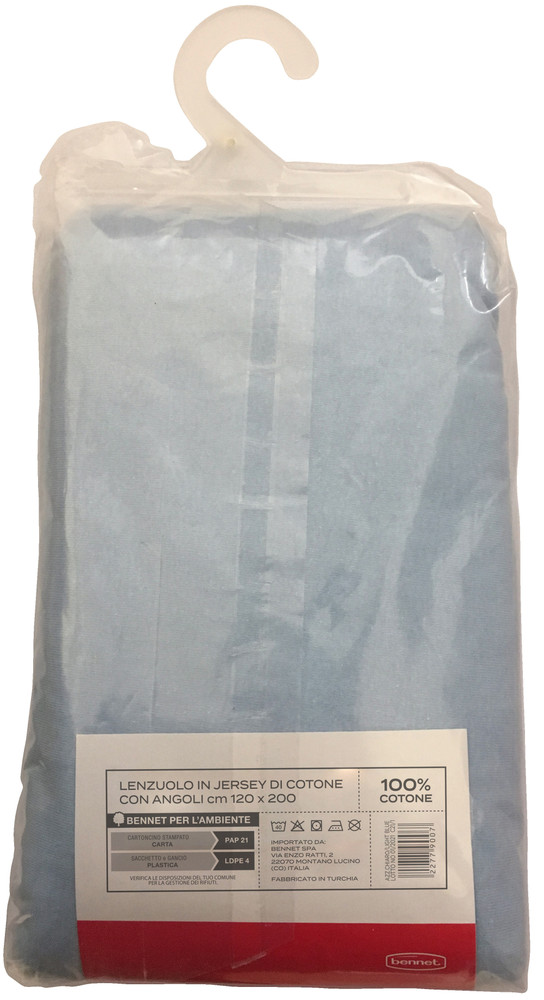 Lenzuolo Jersey Angoli Tinta Unita 1pz1/2 Cm120x200 Azzurro Chiaro Casa - Foto 2
