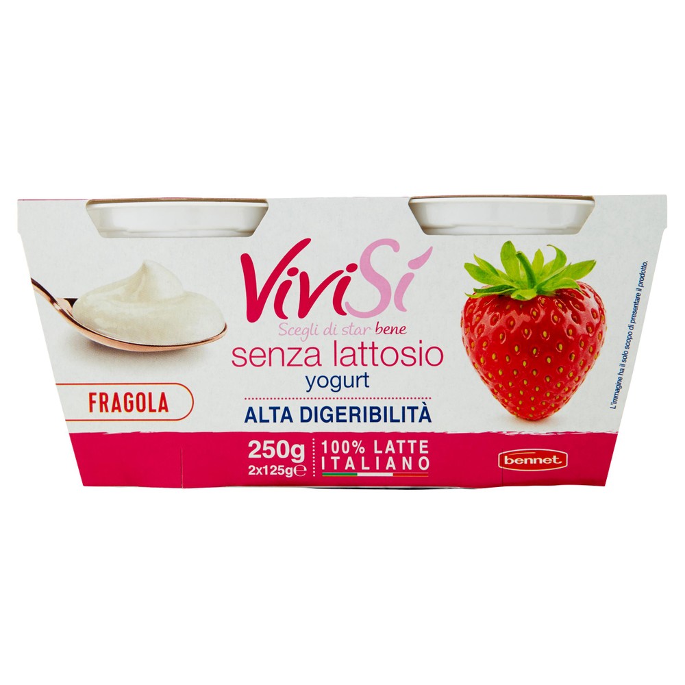 Yogurt Fragola Senza Lattosio Bennet Vivisi' 2 Da Gr.125