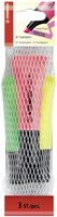3 Evidenziatori Neon Stabilo Giallo, Verde, Rosa