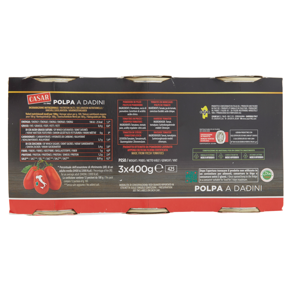 Polpa Di Pomodoro A Dadini 3x400g Casar - Foto 3