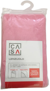 Lenzuolo Jersey Angoli Tinta Unita 1pz 1/2 Cm120x200 Rosa Casa - Foto 1