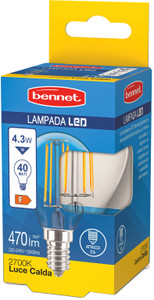 Lampadina Led Filamento Sfera 40w E14 Luce Calda Bennet