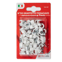 50 Graffette Fissacavo Per Cavo Tondo Da 7mm Polypool 50 Graffette Fissacavo Per Cavo Tondo Da 7mm Polypool