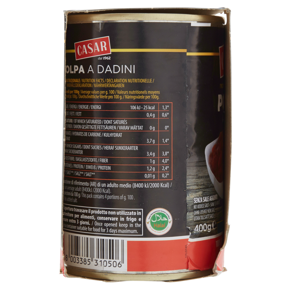 Pomodori pelati kg 2,5 cartone da 6 latte Casar