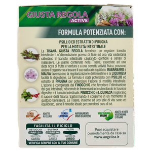 Tisana Giusta Regola Active Con Psillio E Prugna 18x2g L'angelica - Foto 2