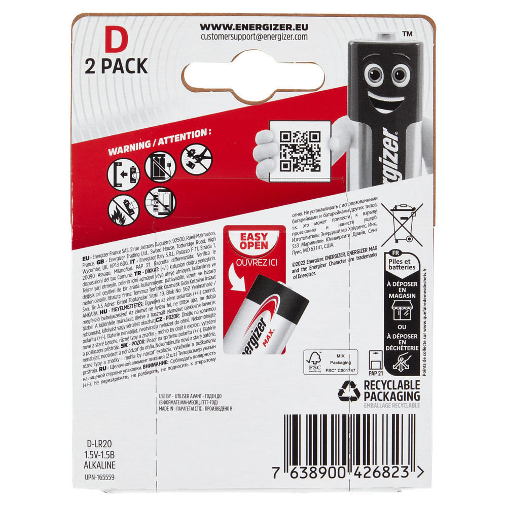 2 Pile Torcia D Alkaline Max Energizer - Foto 3