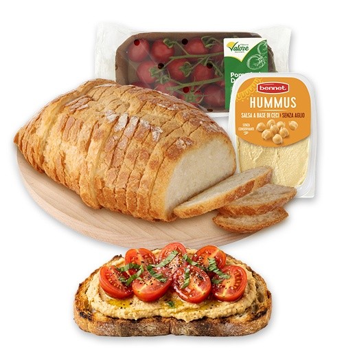 Mix Bruschetta Pane Affettato, Hummus di Ceci e Pomodorini freschi - Foto 1