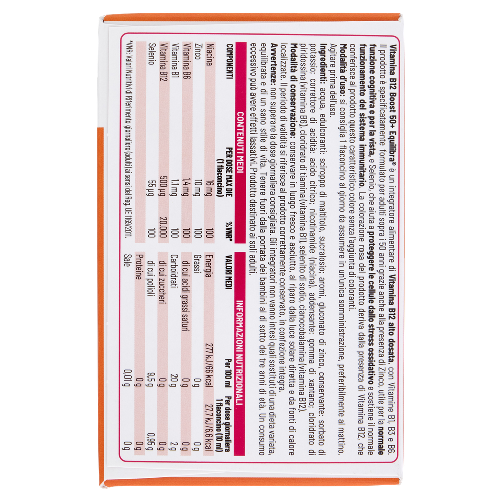 Equilibra Vitamina B12 Boost 50+ Zero Zuccheri 15 Flaconcini - Foto 3