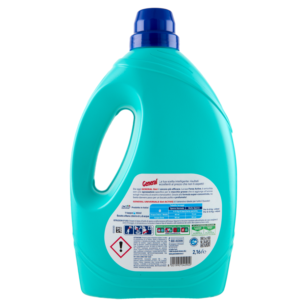 Detersivo Per Lavatrice 5 In 1 Universale 44 Lavaggi General - Foto 3
