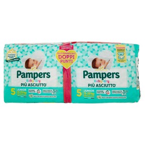 Pannolini Baby Dry 2x22, Taglia 5 Junior (11-25 Kg) Pampers
