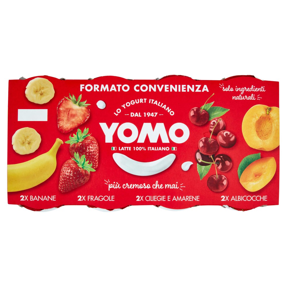 8 Yogurt Alla Frutta Banana Fragola Albicocca Frutti Di Bosco Yomo - Foto 1
