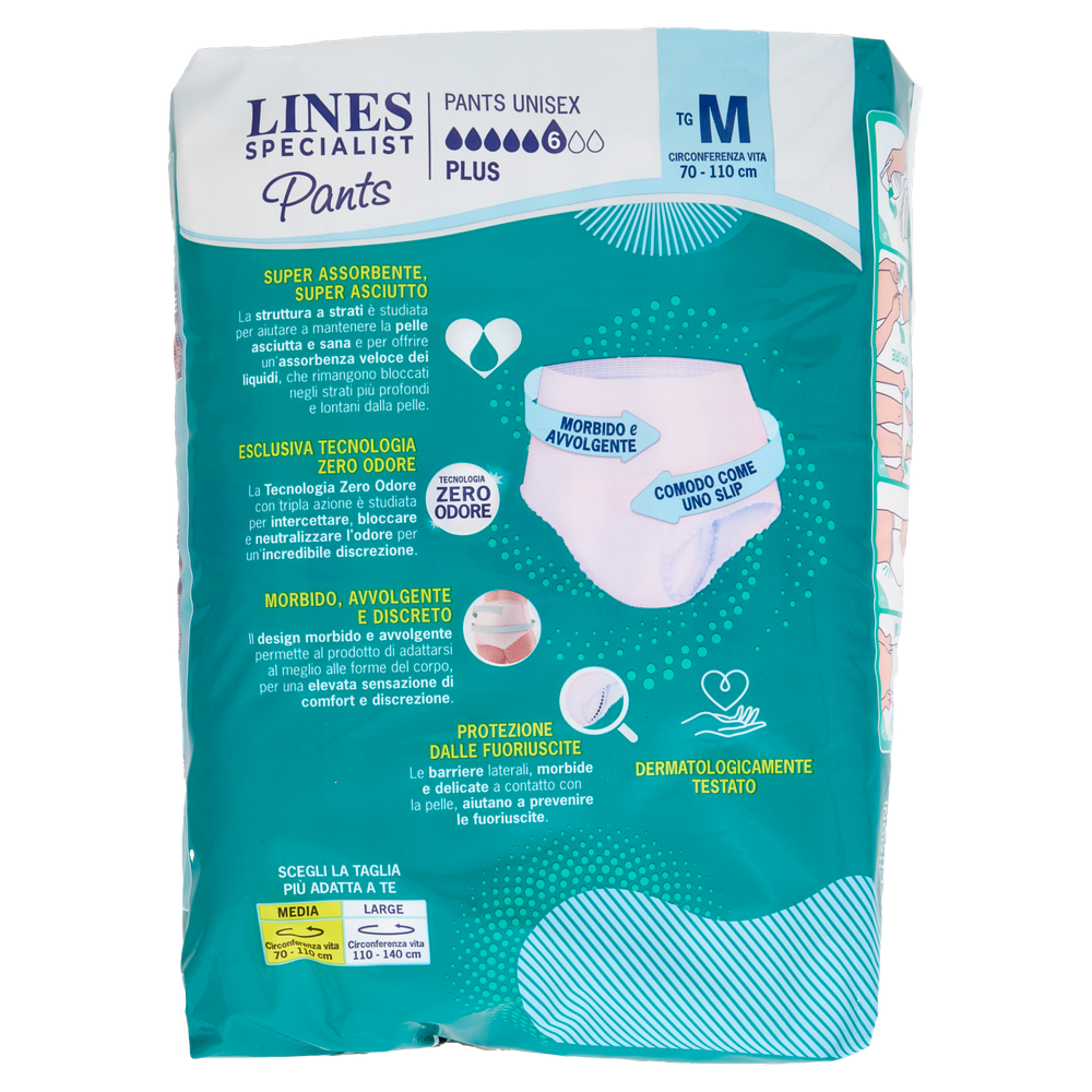 7 Pants Plus Unisex Per Incontinenza Taglia M Lines Specialist - Foto 3