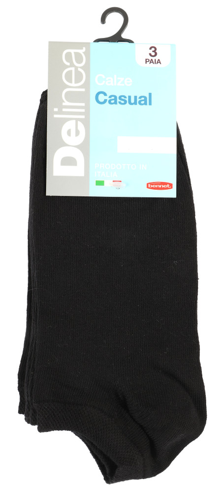3 Calze Invisibili Uomo 39/42 Nero Maglia Liscia Delinea - Foto 1