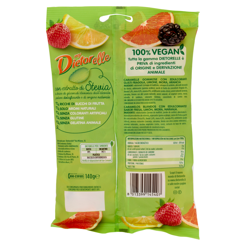 Caramelle Gommose Limone Mora Arancia E Fragola Sugar Free Dietorelle - Foto 3