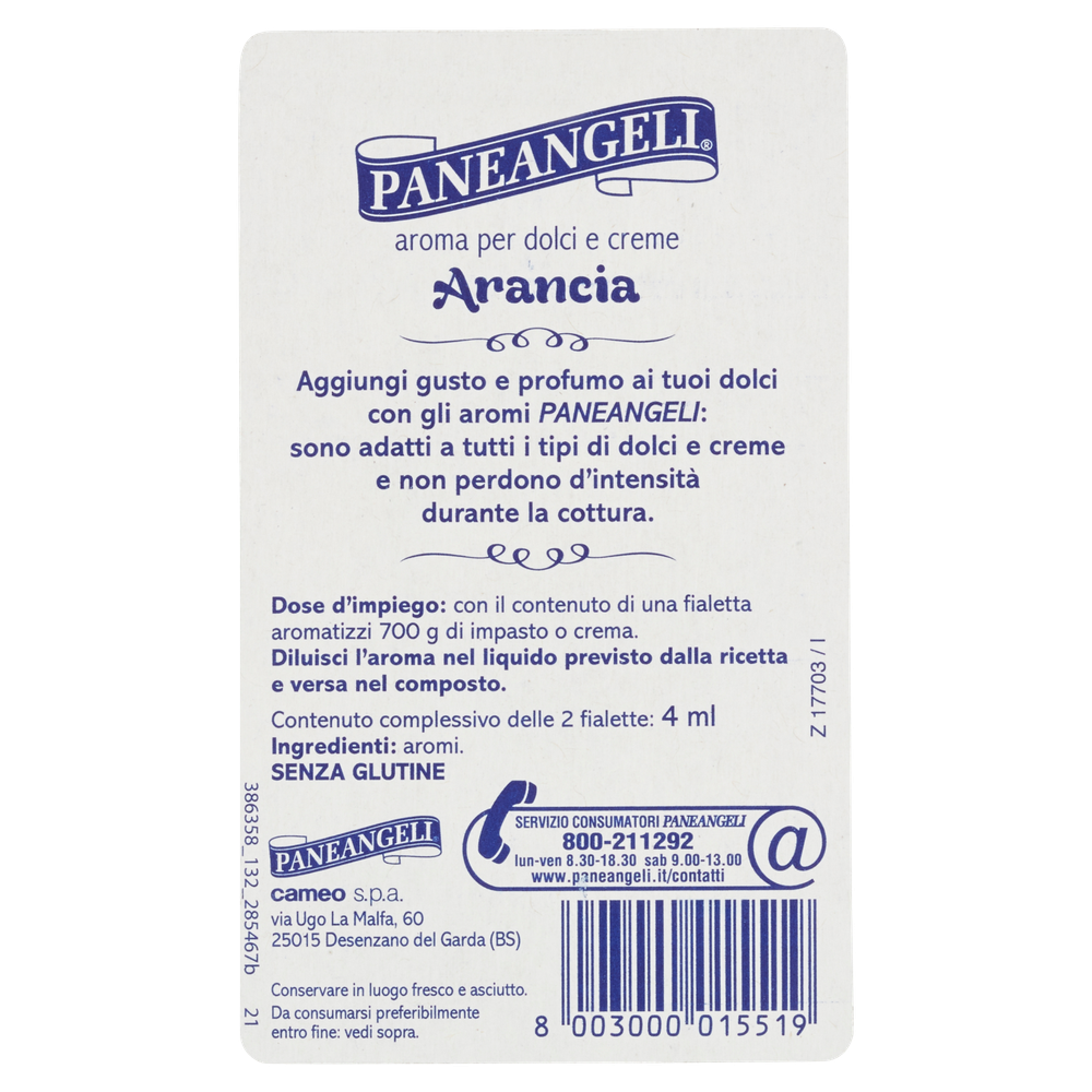 Aroma Arancia In Fialetta Senza Glutine  Paneangeli