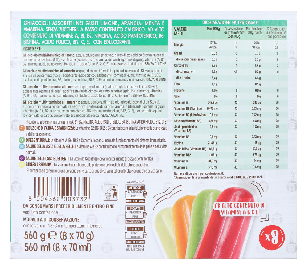 Ghiaccioli Assortiti Multivitaminici 8 Pz Indianino - Foto 3