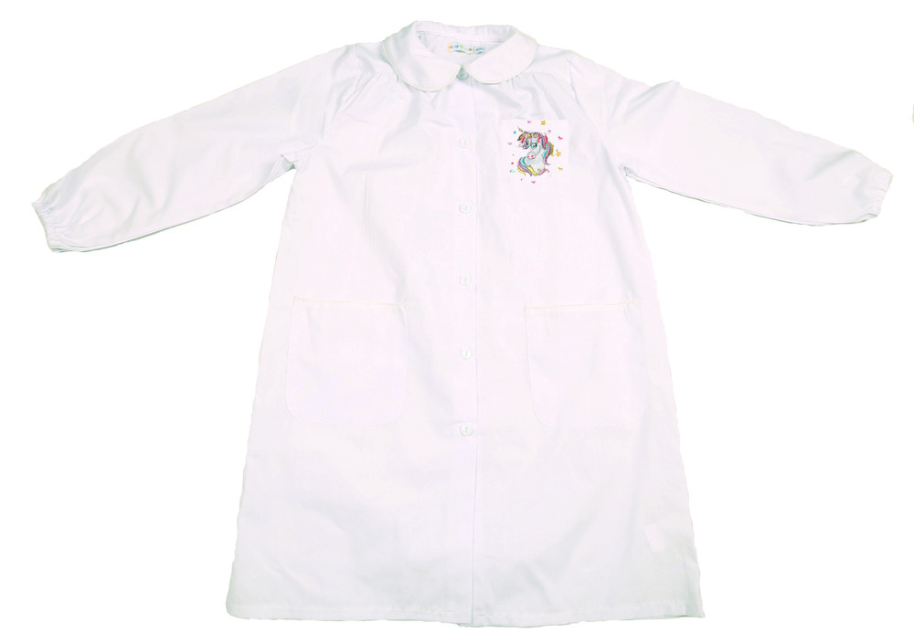 Grembiule Scuola Bimba Bianco Con Ricamo 7 Anni