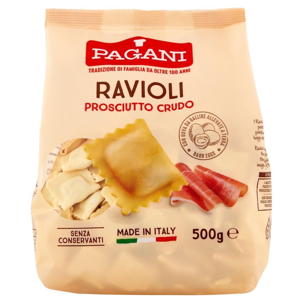 Pasta Ravioli All'uovo Con Ripieno Di Prosciutto Crudo Pagani - Foto 1