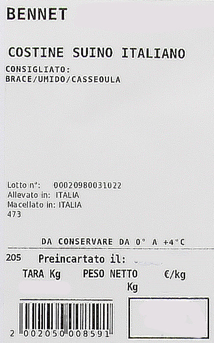 Costine Suino Italiano