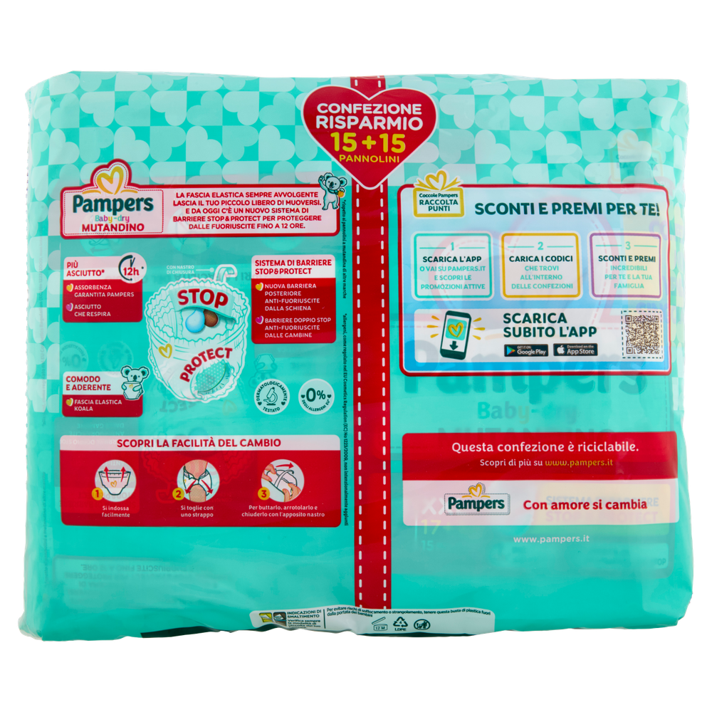 Pannolini Baby Dry Mutandino 2x15, Taglia 7 XXL (17+ Kg) Pampers - Foto 3