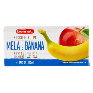 Succo E Polpa Di Mela E Banana 6 X 200 Ml. Bennet - Foto 3
